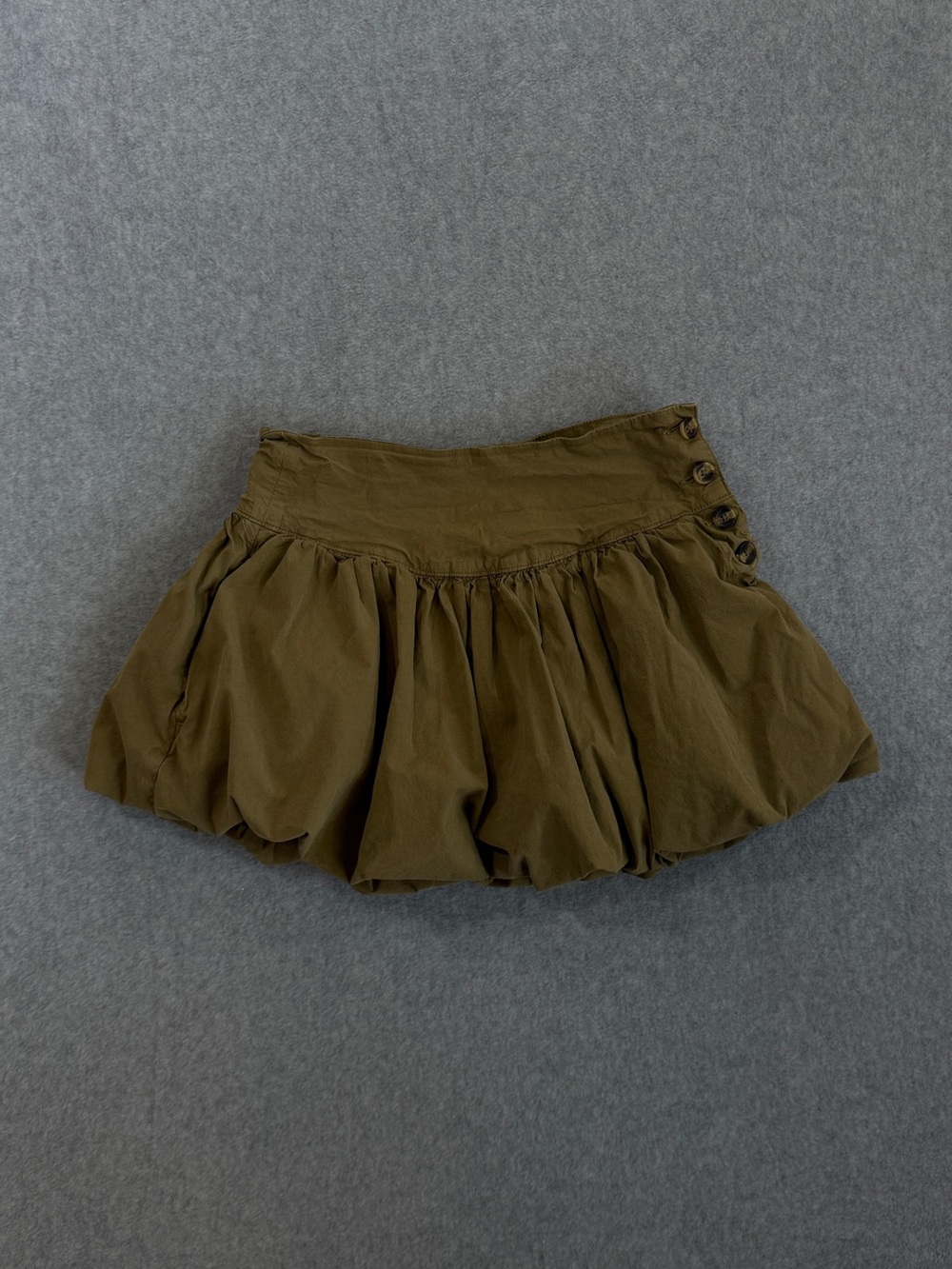 American Eagle Olive Green Bubble Hem Mini Skirt with Buttons Size 000